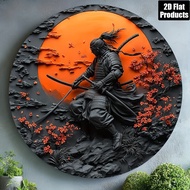 2D Flat Printing Metal Aluminum Sign, 2D Flat, Samurai Wall Decor - Retro Martial Arts Themed Panel 