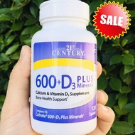 30% Sale!!!EXP:11/25 แคลเซียม + แร่ธาตุ Calcium 600+D3: 800iu Plus Minerals 120 Tablets (21st Centur