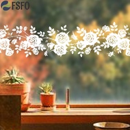 【FSFO】White Flower Rattan Wall Sticker Electrostatic Glass Sticker Shower Mirror Decal