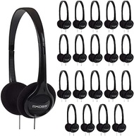Koss KPH7 Lightweight Portable On-Ear Headphones Bundle (Black, 20-Pack)