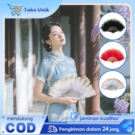 Folding Hand Fan Feather Lolita Fan Gothic Style Feather Fan Dance Fan Wedding Souvenir Fan Folding 