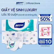 [MUA 1 TẶNG 10 KHĂN] Giấy vệ sinh Luxury không lõi 10 cuộn, thương hiệu Nano, tiết kiệm chi phí cho 