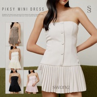 Swana.ss-Piksy pleated mini dress (XS-XL) Strapless Skirt