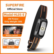 SUPERFIRE HL05-E 2W Mini LED Headlamp With Motion Sensor Headlight USB Rechargeable Lantern Camping 