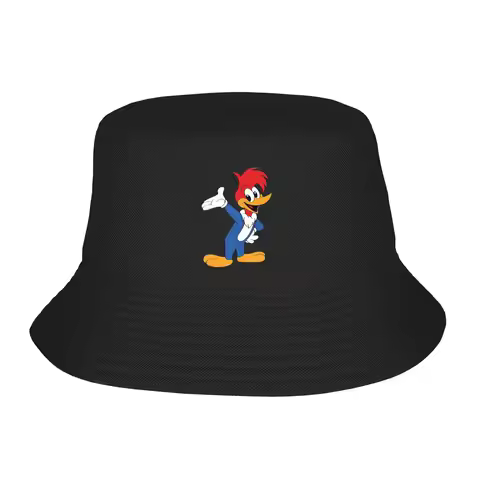 Woody Woodpecker Bucket Hat Panama Bob Hats Outdoor Hip Hop Autumn For Summer Beach Fishing Unisex F