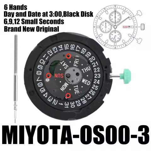 OS00 Movement Genuine Miyota OS00 Movement White and Black Disk 6 Hands 6,9,12 Small Seconds day and