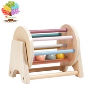 Montessori Wooden Rainbow Spinning Toy Drum | Montessori Baby Toy 3 Months - 2 Years Old + | Educati
