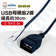 Aloha LED Confluence _ Dd-96-02 Usb Female Head-Out 2 Lines White Black-Outlet 30CM-0.15 * 12-2A