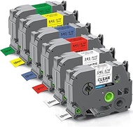 UniPlus 6 x Compatible with Brother Tze 18 mm Self-Adhesive Label Tape TZe-241 TZe-141 TZe-441 TZe-5