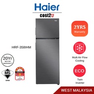 Haier 358L Digital Twin Inverter Two Door Refrigerator | HRF-358IHM No Frost Fridge Peti Ais Peti Sejuk Black Silver 电冰箱
