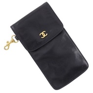 【日本直送】シャネル CHANEL ココマーク ポーチ 眼鏡ケース 小物入れ ラムスキン 黒 レディース【中古】