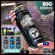 【Malaysia Spot Sale】3L 3000ML BIG Water Bottle Large Capacity with Hander Strap Straw BPA Free Botol