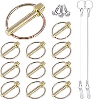 Glarks 15Pcs 5/16" x 1-3/4" Lynch Pin with Lanyard Cable Set 10Pcs Linch Pin Lock Pin Clips and 2Pcs 304 Stainless Steel Lanyard Cable with Quick Release Ring for Farm Tractors Trailers Trucks Mowers