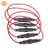 [utruiut0k] 5 Pieces Fuse Holder 5x20mm Waterproof Durable 10A Black 7 Inches Long 18 Gauge AWG Wire