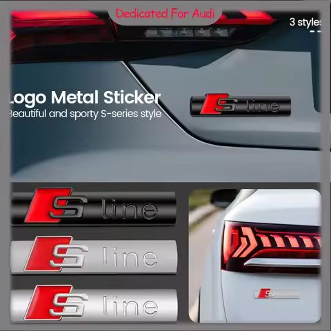 3D Metal Chrome Black Sline Logo S Line Emblem Car Fender Badge For Audi A3 A4 A5 A6 A7 Q2 Q5 Q7 Q3 