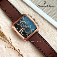 [Original] Alexandre Christie 6617 MCLBRBA Chronograph Square Men Watch with 50m Water Resistant Brown Genuine Leather