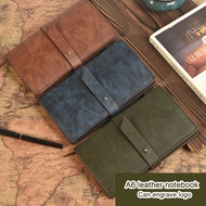 (Can Engrave Logo) A6 leather pocket notebook, meeting minutes book, business notepad student diary,