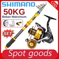 Shimano Fishing Rod Set Joran Pancing 1 Set Barang Mancing Set Fishing Combo Full Set Reel Spining