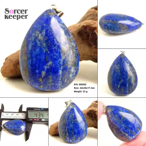 Crystal Stone Egg Pendant For Necklace DIY Natural Lapis Lazuli Water Drop Necklace Women & Men Heal