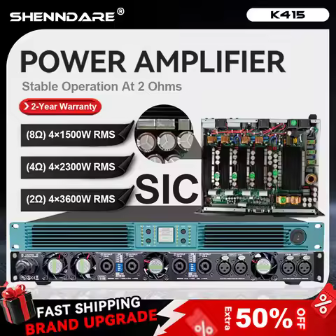 Subwoofer ShennDare K415 Professional Power Amplifier 4 Channels 4x3600W 2 Ohm Stable Pro Stage Audi