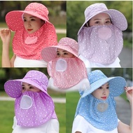 Women's Wide Brim Foldable Visor Hat Face Covering Veil Hat Wide Veil Beach Hat/ Face Cover