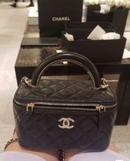 22B新貨🔥Chanel Vanity bag with handle黑色手柄長盒子🌟