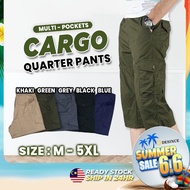Men ¾ Pants 3 Quarter Pants Casual Chino Pant 100% Cotton Seluar Lelaki 3 suku