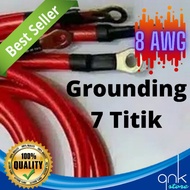 MERAH 7 Point 8 AWG Red Grounding Cable Negative Cable Mass Cable