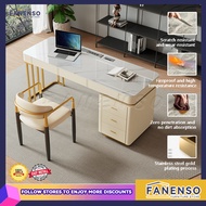 Fanenso Office Desk L-shaped Study Desk Rock Slab Desk Ergonomic Computer Desk