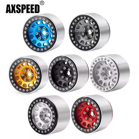 AXSPEED 4Pcs Aluminum Alloy 1.9inch Beadlock Wheels Rims for Axial SCX10 II 90046 AXI03007 TRX-4 D90