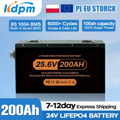 PL EU Stock 12V 24V 48v 100ah 200ah 280ah 300Ah 400Ah LiFePO4 Lithium Battery 100A BMS 6000+ cyclic 