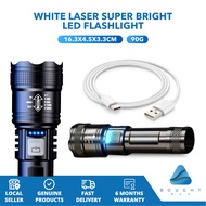 White Laser Super Bright LED Flashlight With 3 Model Rechargeable Zoomable High Lumen Torch