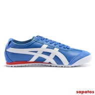 (Authentic) Onitsuka 66 Men's and women's leather shoes Sports Tiger shoes Tiger shoes Sapphire blue and white