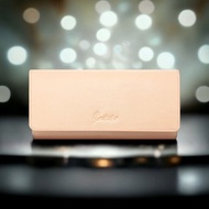 【刻字】意大利十字紋拼色磁扣真皮長銀包(粉膚色)