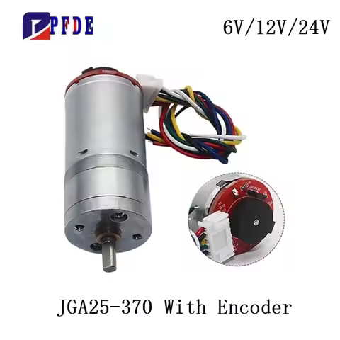JGA25-370 DC Deceleration Motor with Encoder Speed Measuring Code Disc Strong Moment 6V 12V 24V High
