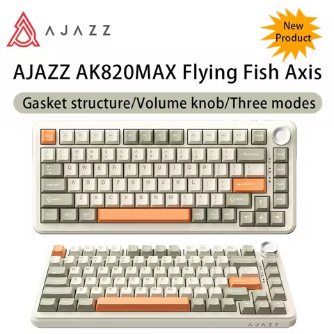 NEW AJAZZ AK820 MAX Tri-mode Retro Edition Mechanical Keyboard 75% Full-key Hot Swapping Gasket Stru