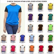 HITAM Xl-xxl Tshirt Oneck Plain T-shirt for Women Girls Rib Hands & Neck Black Jumbo