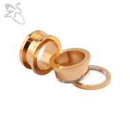 1 Pair 2-30mm Stainless Steel Ear Tunnels Plugs Screw Fit Ear Gauges Piercing Jewelry Ear Stretchers