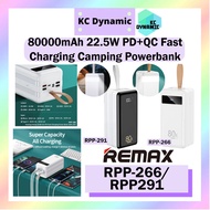 Remax Powerbank RPP-266/RPP-291 80000mAh Big Capacity Camping Power Bank 22.5w PD QC Fast Charging USB C Type C Output
