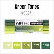 [FISH] Green Tone Alcohol-Based MARKER set - ABT PRO Alcohol-Based ART MARKER - GREEN TONES - 5 PCS