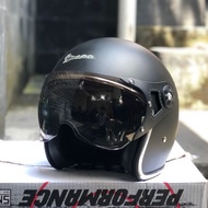 HITAM Black Vespa Helmet Chrome List Dop + Italian Visor