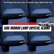 MTTO Toyota Altis Sienta Vios New 2023-2025 Exterior Car Side Mirror DRL LED Chrome Crystal Albino L
