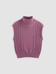 Cider Solid Knit High Neck Vest