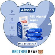 Alcean 75% Alcohol Classic Wipes - 50 wipes 3x Bundle Pack | BROTHER BEAR