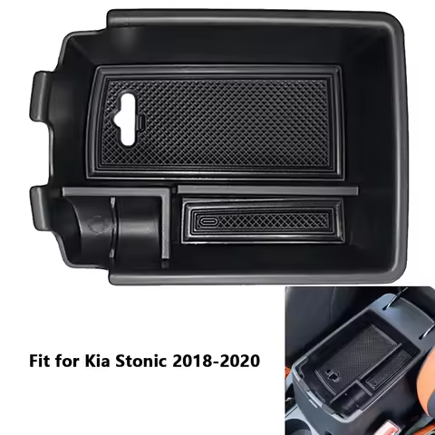 For KIA Stonic 2018-2020 Car Armrest Storage Box Storage Organizer Tray Box with Mat Central Console