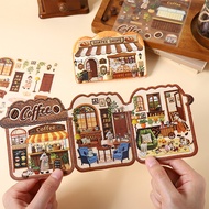 Mr. Paper 3D miniature scene sticker Coffee shop dessert bakery RV shop scene hand book sticker DIY 