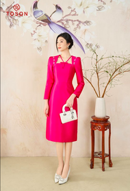 Đầm tapta bamboo sen hồng cổ vuông đính đá TT Limitted 49949P93 Toson