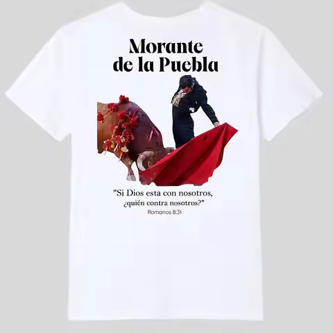 Eterno Morante Men'S Puebla Bullfighter T-Shirt Spanish Bullfighting Theme Casual Crew Neck with Bul