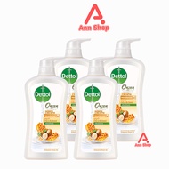 Dettol Onzen Hachimitsu Shea Butter เดทตอล เจลอาบน้ำ น้ำผึ้ง เชีย บัตเตอร์ 450 มล. [4 ขวด สีทอง] ครี