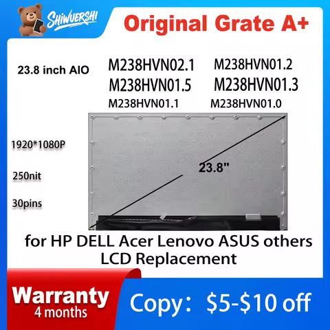 Original New 23.8 inch LCD Screen Display Panel 30Pins M238HVN02.1 M238HVN01.0 M238HVN01.1 M238HVN01